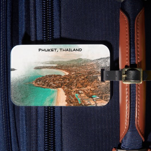 Kleurrijke Phuket Thailand Coastline Uitzicht Bagagelabel (Voorkant Insitu 4)
