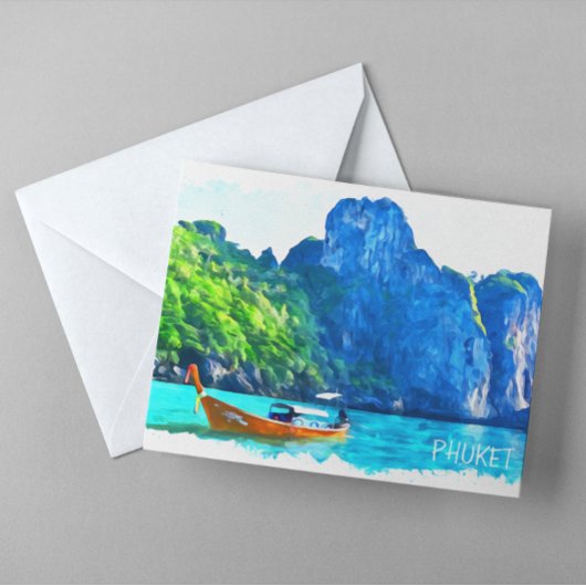 Kleurrijke Phuket Thailand Waterverf artwork Briefkaart