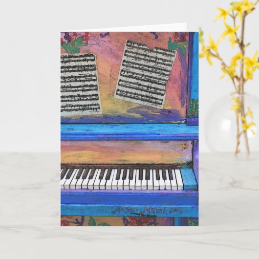 Kleurrijke Piano Kaart (Gele Bloem)