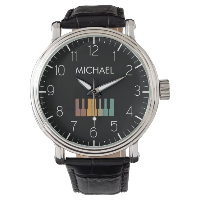 Kleurrijke Piano Keyboard Gepersonaliseerde Muzika Horloge (Voorkant)