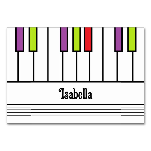 Kleurrijke Piano Keys Kinder Partij Plaats Naam Ka Kaart (Voorkant)