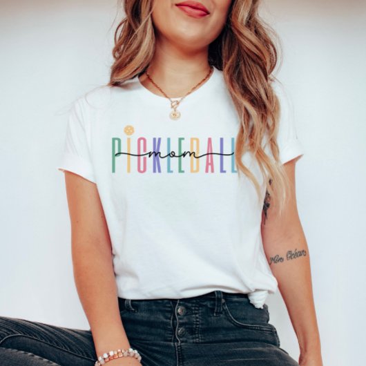 Kleurrijke Pickleball Moeder T-shirt