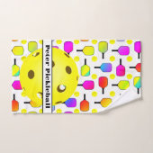 Kleurrijke, pickleball peddels, geel gepersonalise handdoek (Handdoek)