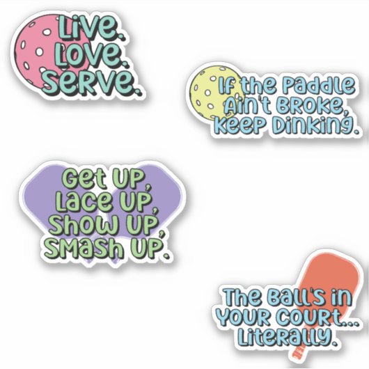 Kleurrijke Pickleball Player MultiColor Sticker Pa (Voorkant)