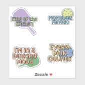 Kleurrijke Pickleball Player Sticker Pack (Vel)