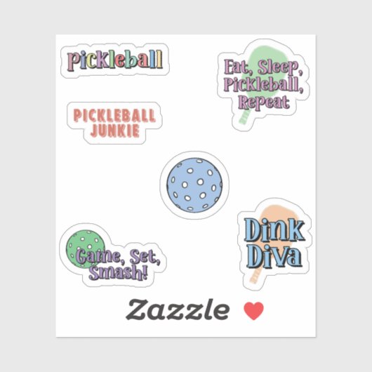 Kleurrijke Pickleball Player Sticker Pack (Vel)