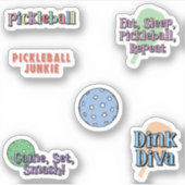 Kleurrijke Pickleball Player Sticker Pack (Voorkant)
