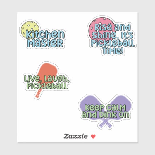 Kleurrijke Pickleball Player Sticker Pack (Vel)