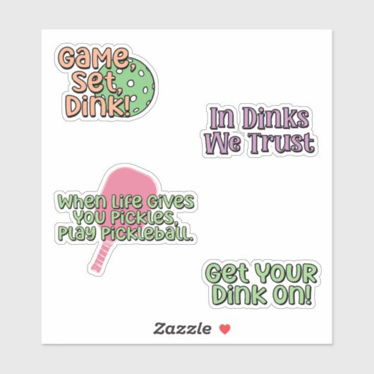 Kleurrijke Pickleball Player Sticker Pack (Vel)