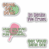 Kleurrijke Pickleball Player Sticker Pack (Voorkant)