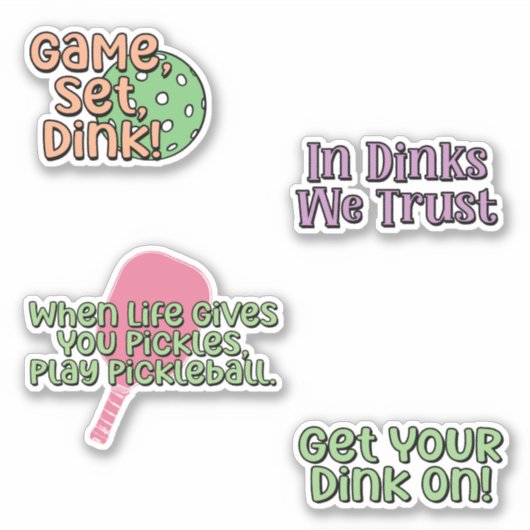 Kleurrijke Pickleball Player Sticker Pack (Voorkant)
