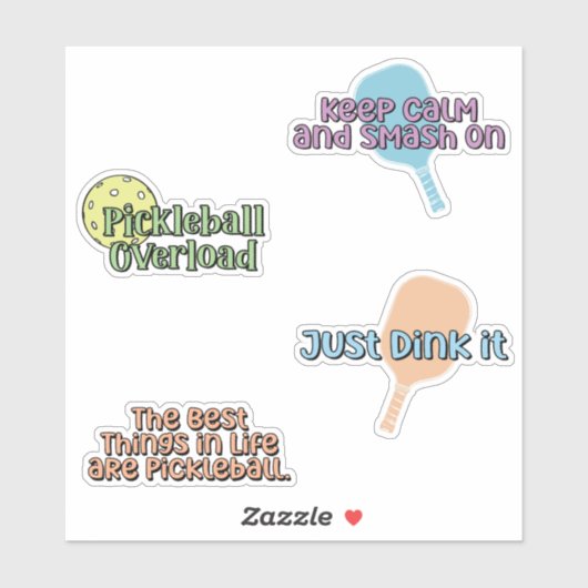 Kleurrijke Pickleball Player Sticker Pack (Vel)