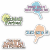 Kleurrijke Pickleball Player Sticker Pack (Voorkant)