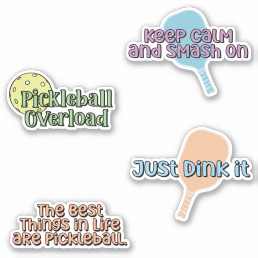 Kleurrijke Pickleball Player Sticker Pack (Voorkant)