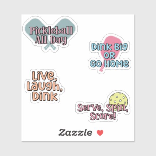 Kleurrijke Pickleball Player Sticker Pack (Vel)