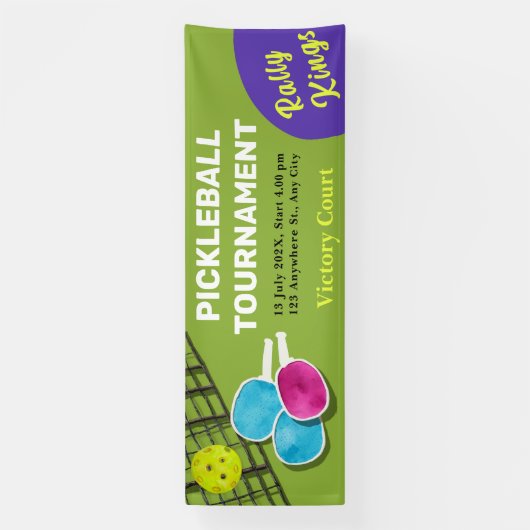 Kleurrijke Pickleball Toernooi Banner (Verticaal)