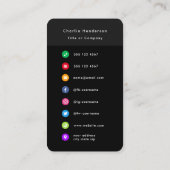 kleurrijke pictogrammen | Sociale media Modern Log Visitekaartje (Achterkant)