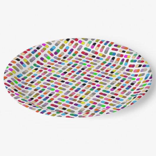 Kleurrijke pillen papieren bordje (Gekanteld)