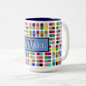 Kleurrijke pillen tweekleurige koffiemok (Voorkant rechts)