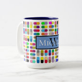 Kleurrijke pillen tweekleurige koffiemok (Voorkant links)