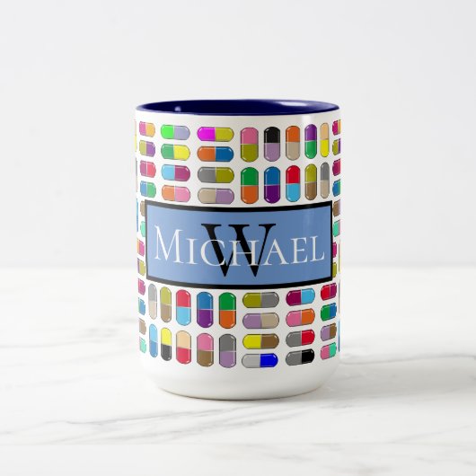 Kleurrijke pillen tweekleurige koffiemok (Center)