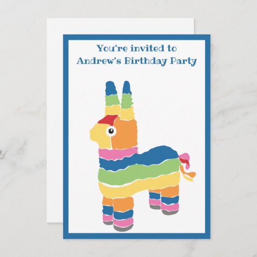 Kleurrijke Pinata verjaardagsfeestje Kaart (Voorkant / Achterkant)