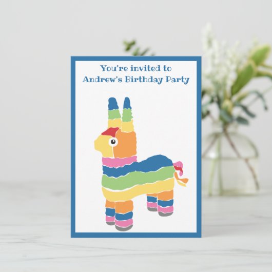 Kleurrijke Pinata verjaardagsfeestje Kaart (Staand voorkant)