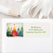 Kleurrijke Pine Trees Christmas Return Adres Label (Insitu)
