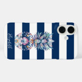 Kleurrijke Pineapple ,Navy Blauw Gestreept Case-Mate iPhone Case (Achterkant (horizontaal))