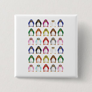 Kleurrijke Pinguïn Patroon Cute Kawaii Leuk Vierkante Button 5,1 Cm