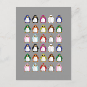 Kleurrijke Pinguïn Patroon – Krachtige Regenboog D Briefkaart
