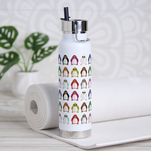 Kleurrijke Pinguïn Patroon Leuke Gril Cute Dier Waterfles (Yoga (Gedraaid) )