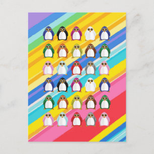 Kleurrijke Pinguïn Patroon – Leuke Regenboog Dier Briefkaart
