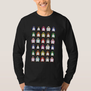 Kleurrijke Pinguïn Patroon – Regenboog Dier Grafis T-shirt