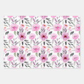 Kleurrijke Pinks en Paarse Waterverf Bloemen Inpakpapier Vel (Voorkant 2)