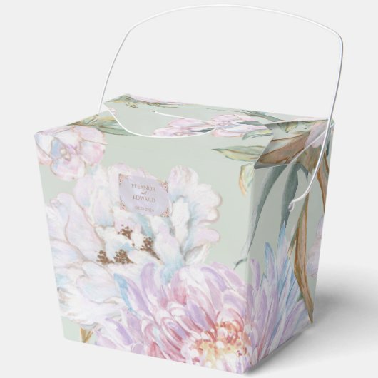 Kleurrijke Pioen Bruiloft Favor Box Bedankdoosjes (Voorkant)