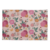 Kleurrijke pioen, vlinder, bij, dame bug & bloem kussensloop (Achterkant)