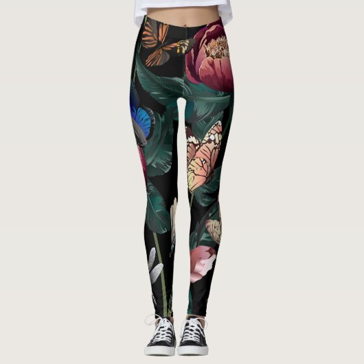 Kleurrijke pioenen: groot bloempatroon. leggings (Voorkant)
