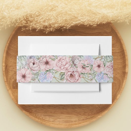 kleurrijke pioenenbruiloft uitnodigingen wikkel