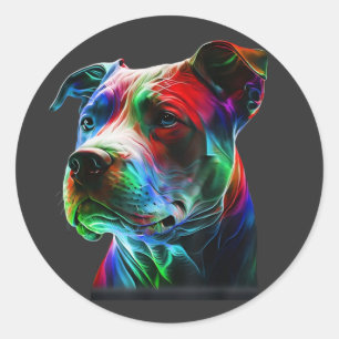 Kleurrijke Pit-Bull Schoonheid Grafische Kunst Pit Ronde Sticker