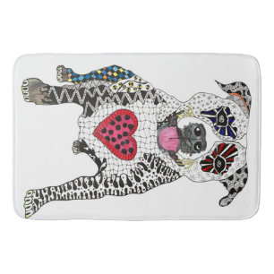 Kleurrijke Pitbull Dog Love White Achtergrond Badmat