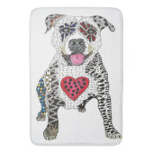 Kleurrijke Pitbull Dog Love White Achtergrond Badmat (Voorkant Verticaal)