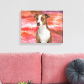 Kleurrijke Pitbull hond Portret Muur Kunst Schilde Canvas Afdruk (Insitu (Woonkamer))