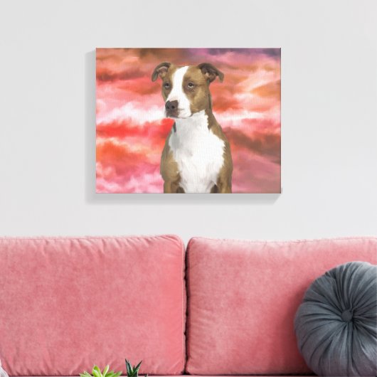 Kleurrijke Pitbull hond Portret Muur Kunst Schilde Canvas Afdruk (Insitu (Woonkamer))
