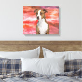 Kleurrijke Pitbull hond Portret Muur Kunst Schilde Canvas Afdruk (Insitu (Slaapkamer))