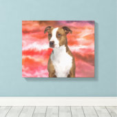 Kleurrijke Pitbull hond Portret Muur Kunst Schilde Canvas Afdruk (Insitu (Houten vloer))