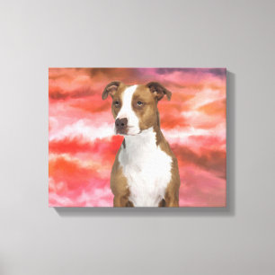 Kleurrijke Pitbull hond Portret Muur Kunst Schilde Canvas Afdruk