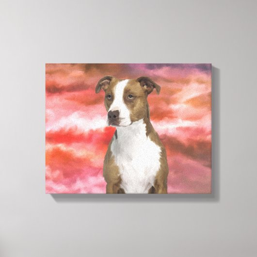 Kleurrijke Pitbull hond Portret Muur Kunst Schilde Canvas Afdruk (Voorkant)