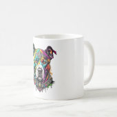 kleurrijke pitbull koffiemok (Voorkant rechts)