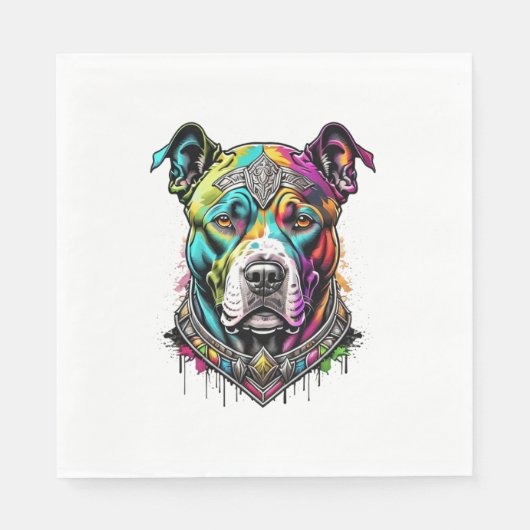 kleurrijke pitbull servet (Voorkant)